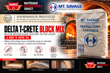 Charger l'image dans la galerie, DELTA T-CRETE BLOCK MIX — béton réfractaire isolant extra léger, 1 600 °F (870 °C), Mt. Savage et MRD
