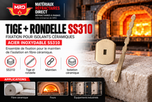 Charger l'image dans la galerie, TIGE + RONDELLE SS310 — fixation pour isolants céramiques, ACIER INOXYDABLE SS310
