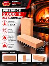Load image into Gallery viewer, Firebrick 9'' x 4.5'' x 1.25'' (2000°F)
