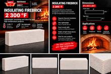 Load image into Gallery viewer, Insulating firebrick 2300°F 9'' x 4.5'' x 2.5''
