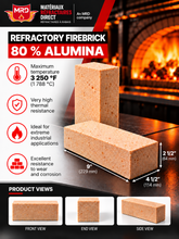 Load image into Gallery viewer, Firebrick 80% AL 9'' x 4.5'' x 2.5'' (3250°F)
