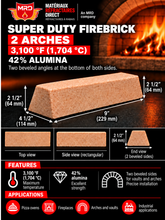 Load image into Gallery viewer, Firebrick Super Duty 9'' x 4.5'' x 2.5'' No. 2 arch (3100°F)
