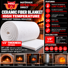 Load image into Gallery viewer, Ceramic fiber blanket 2300°F 0.5'' 6lb/ft³ x 24'' (50 ft²)
