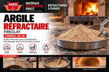 Charger l'image dans la galerie, ARGILE RÉFRACTAIRE — fireclay, FORMAT 50 LB
