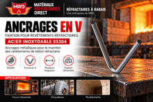 Charger l'image dans la galerie, ANCRAGES EN V — fixation pour revêtements réfractaires, ACIER INOXYDABLE SS304
